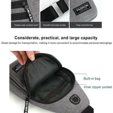 Waterproof Anti Theft Cross-body fanny pack waist bag, Shoulder Bags Chest Men Casual fashion USB Charging earphone hook Sling Travel Bag (1 Pc)
