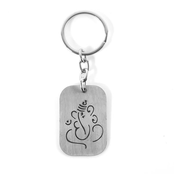 Auspicious Ganesh Cut-out Metal Keychain - (1 Pc)