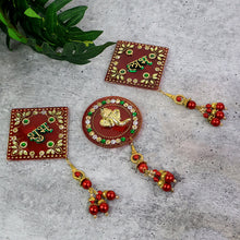Decorative Wall Hanging Set With Shubh Labh And Ganesh Design (3 Pc)