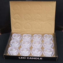 Set Of 12 Heart-shaped Led Flameless Decorative Candles
