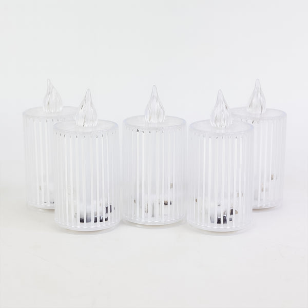 Premium Crystal Effect Led Flameless Candle Lights (5 Pc)