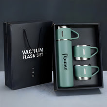 Customized Stainless Steel Vacuum Flask Set with 3 Cups – 500ML | Personalized Name Bottle Gift Combo for Boyfriend, Girlfriend, Employee