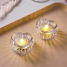 Set Of 12 Heart-shaped Led Flameless Decorative Candles