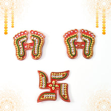 Decorative Laxmi Charan (Pagla)  Swastik Combo Set (3pc Set)