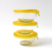 Dazzle Glass Bowl Set Mixing  Storage Bowls With Lids (3 Pcs Set)