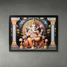 Divine Lord Ganesha Wall Painting With Wooden Frame Mix Design 60x45 Cm Approx (1 Pc)